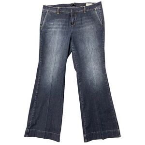 Tommy Hilfiger Womens Trouser Jeans Dark Blue Flare Wide Leg Denim Stretch sz 16